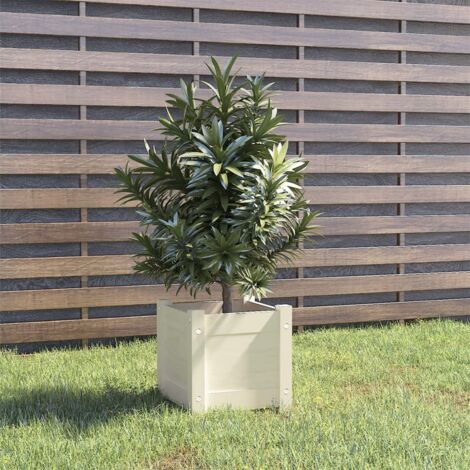 vidaXL Garden Planter White 31x31x31 cm Solid Wood Pine (1/5)
