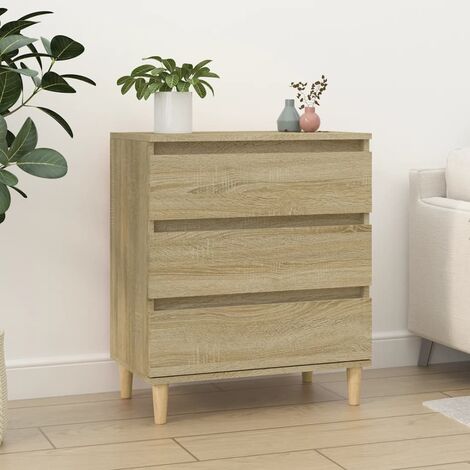 Vidaxl – Buffet en bois d'ingénierie Sonoma chêne 60x35x70 cm – 3 tiroirs – Résistant à l'humidité – Design élégant pour rangement optimisé
