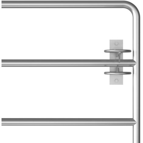 Portillon à 5 barres Acier (115-300)x90 cm Argenté