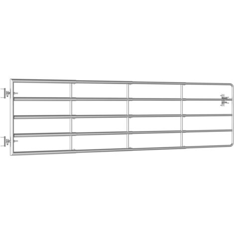 Portillon à 5 barres Acier (115-300)x90 cm Argenté