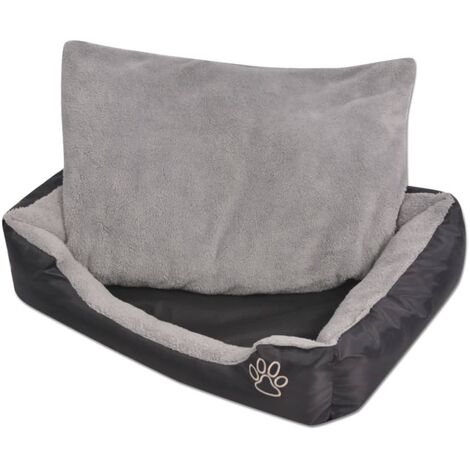 Vidaxl – Lit pour chiens XXL noir – Coussin épais amovible – Tissu Oxford enduit PU – Dessous antidérapant – Dimensions 110 x 80 x 21 cm