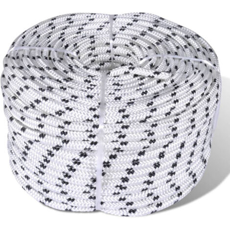 vidaXL Corde de bateau tressée Polyester 8 mm 250 m Blanc