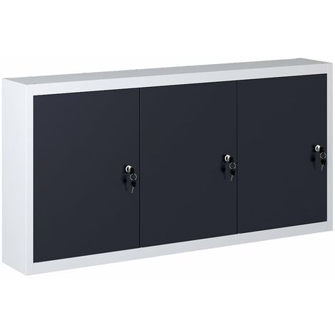 Vidaxl – Armoire à outils murale métal gris et noir – Dimensions 120 x 19 x 60 cm – 3 étagères réglables – Plaque perforée pour outils