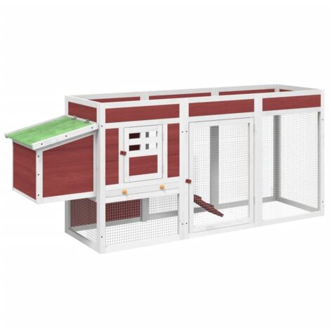 Poulailler moka 204x50x84 cm bois massif de pin - The Living Store