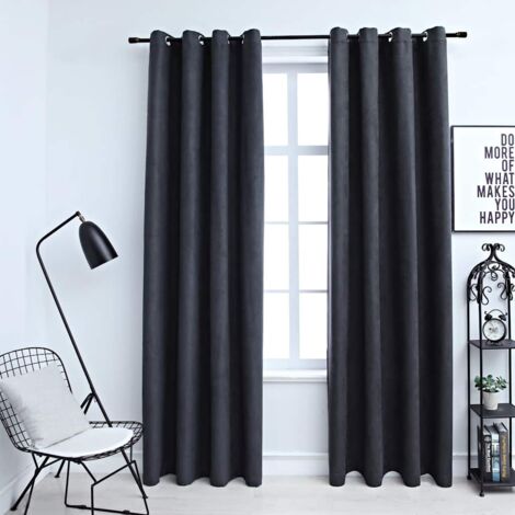 Rideaux occultants avec anneaux Métal 2pcs Anthracite 140x175cm vidaXL