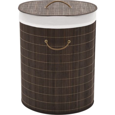 Panier à linge ovale Bambou Marron foncé vidaXL32875