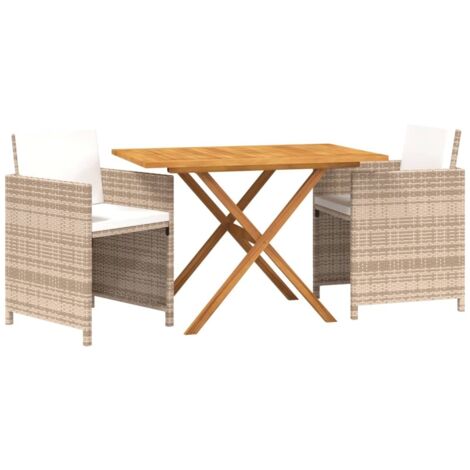 Ensemble à manger de jardin 3 pcs avec coussins Beige vidaXL (1/5)