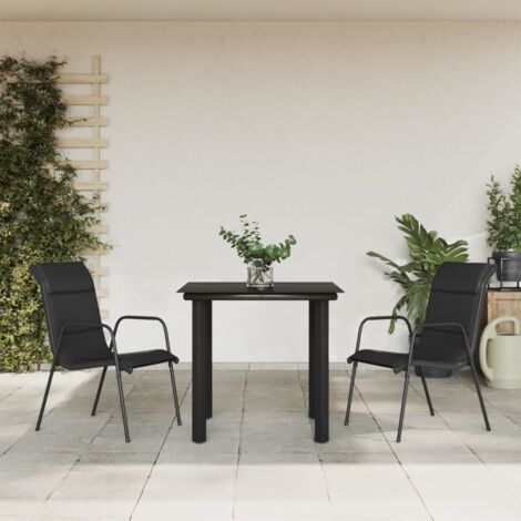 Ensemble à manger de jardin 3 pcs noir textilène et acier vidaXL