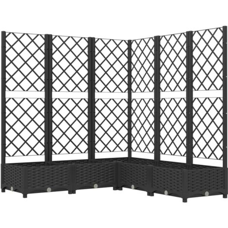 Vidaxl – Jardinière avec treillis noir 120x120x121,5 cm – PP résistant aux intempéries – Support pour plantes grimpantes – Assemblage requis