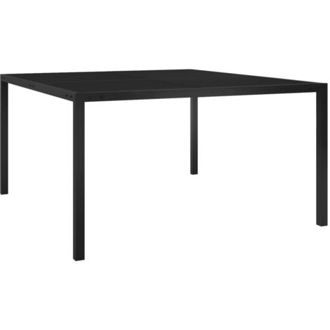 Vidaxl – Table de jardin carrée 130x130x72 cm – Acier enduit de poudre – Verre trempé – Pour espaces extérieurs modernes