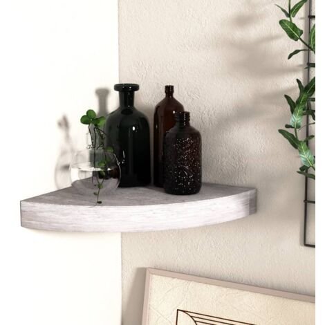 vidaXL Wall Corner Shelf Concrete Grey 25x25x3,8 cm MDF