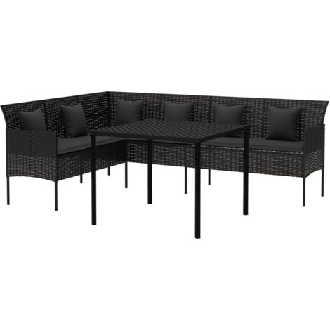 vidaXL 2 Piece Garden Dining Set with Cushions Black Poly Rattan (1/5)