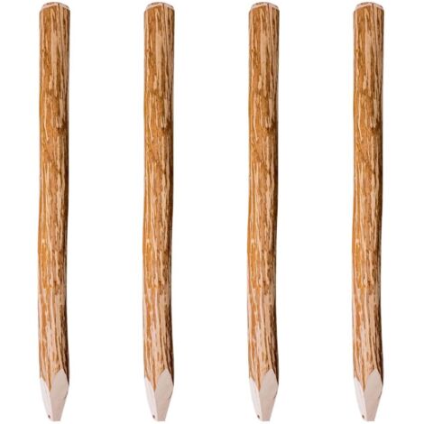vidaXL Pointed Fence Posts 4 pcs Hazel Wood 120 cm