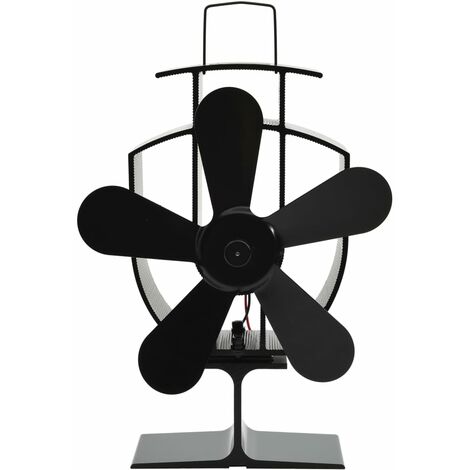 Ventilateur de poêle alimenté par chaleur 5 pales Noir vidaXL (1/5)