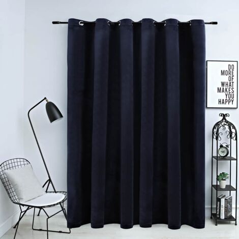 Rideau occultant avec anneaux en métal Velours Noir 290x245 cm vidaXL