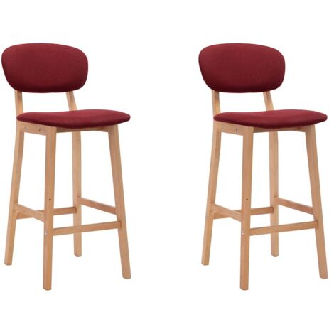 Tabourets de bar lot de 2 rouge bordeaux tissu vidaXL