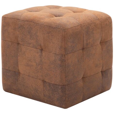 Vidaxl – Lot de 2 poufs marron 30 x 30 x 30 cm – Similicuir daim – Assise confortable et durable – Pour décoration intérieure