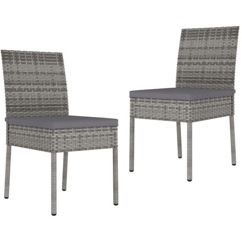 Vidaxl – Chaises de jardin en résine tressée – Lot de 2 – Résistantes aux intempéries – Coussins confort inclus – Charge maximale 110 kg