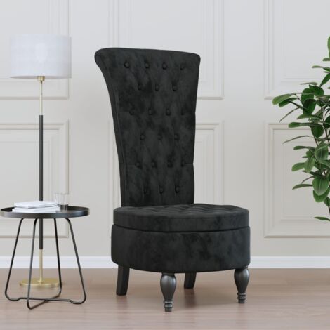 Vidaxl – Fauteuil convertible dossier haut velours noir – Assise rembourrée épaisse – Pieds en bois pour stabilité – Design élégant moderne (1/6)