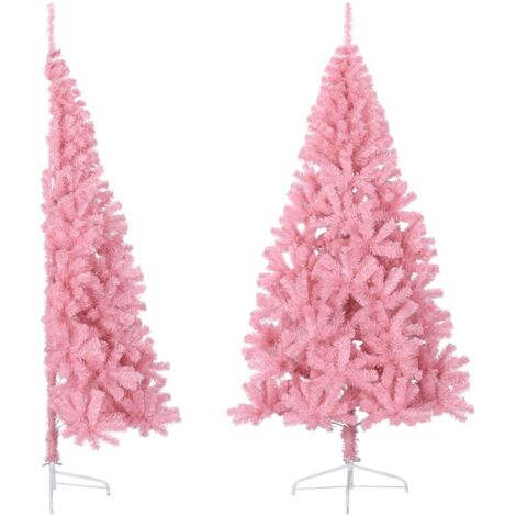 vidaXL Artificial Half Christmas Tree with Stand Pink 240 cm PVC