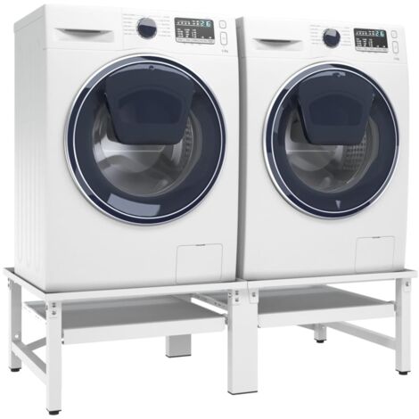 Socle de lave-linge et sèche-linge et étagère coulissante Blanc