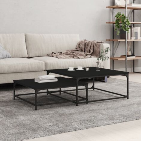 Vidaxl – Tables basses gigognes 2 pcs en bois d'ingénierie noir – Design contemporain pour petits espaces – Résistantes à l'humidité (1/5)
