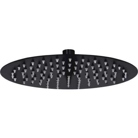Pomme de douche pluie Acier inoxydable 25 cm Ronde Noir vidaXL