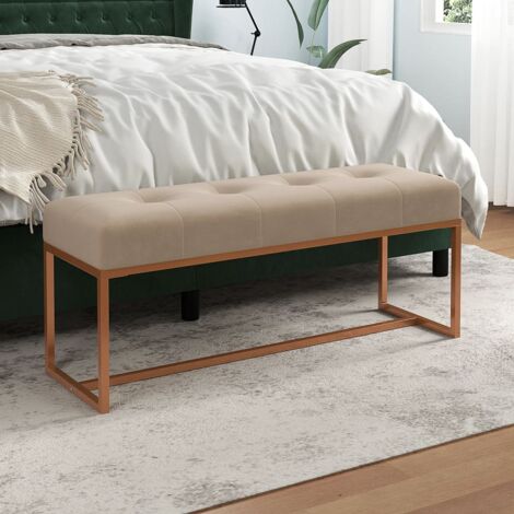 vidaXL Bench Beige 110x36x45 cm Velvet (1/6)