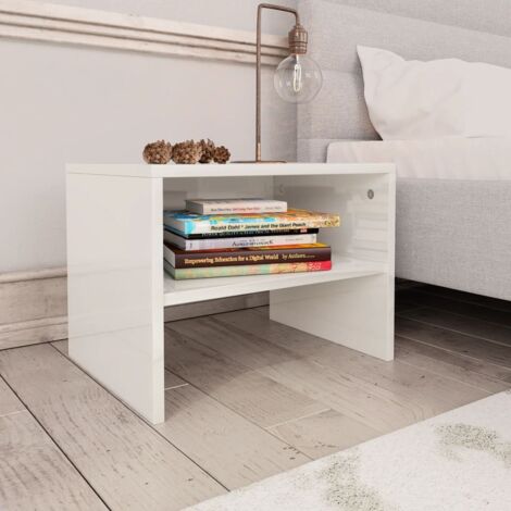 vidaXL Bedside Cabinet High Gloss White 40x30x30 cm Engineered Wood