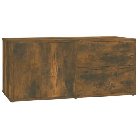 vidaXL TV Cabinet Smoked Oak 80x34x36 cm Engineered Wood (1/5)