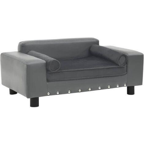 Vidaxl – Canapé pour chien gris 81x43x31 cm – Peluche douce et similicuir facile à nettoyer – Pour petits chiens et chats