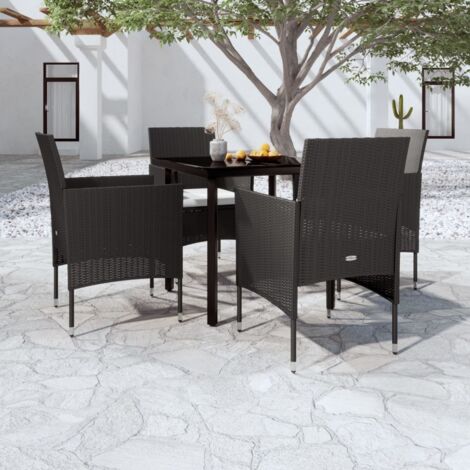 Ensemble à manger de jardin avec coussins 5 pcs Noir vidaXL (1/5)