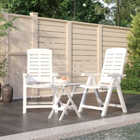 vidaXL 3 Piece Garden Dining Set White Polypropylene (47690+43895) (1/5)