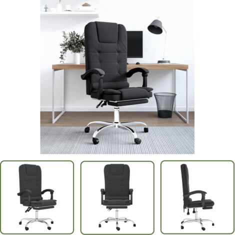 vidaXL Massage Reclining Office Chair Black Faux Leather (1/5)