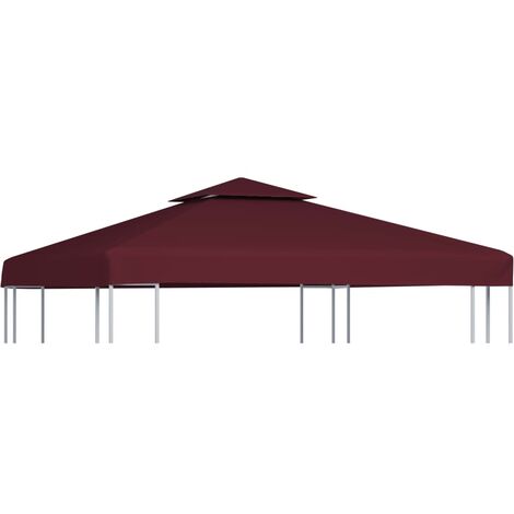 Toile supérieure double de belvédère 310 g/m² 3x3 m Bordeaux vidaXL
