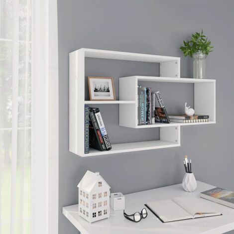 Vidaxl – Étagère murale blanche 104x20x58,5 cm – Bois d'ingénierie durable – 3 compartiments ouverts – Charge maximale 40 kg