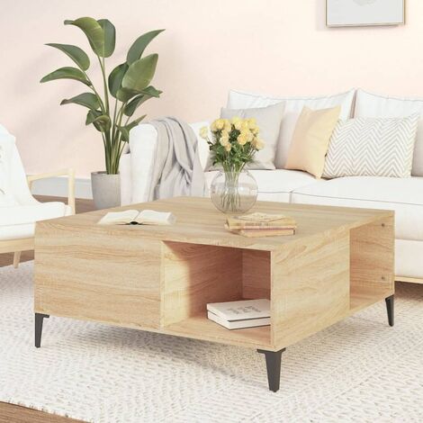 Vidaxl – Table basse fixe chêne sonoma 80x80x36,5 cm – Bois d'ingénierie résistant – Design minimaliste pour rangement optimisé (1/5)