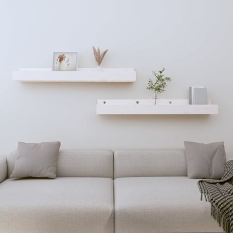 vidaXL Wall Shelves 2 pcs White 80x12x9 cm Solid Wood Pine (1/5)