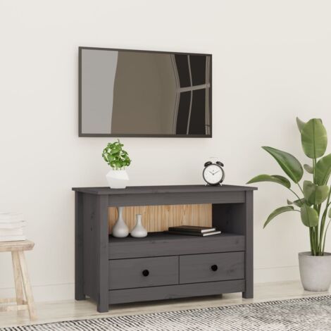 Meuble TV Gris 79x35x52 cm Bois de pin massif vidaXL (1/5)