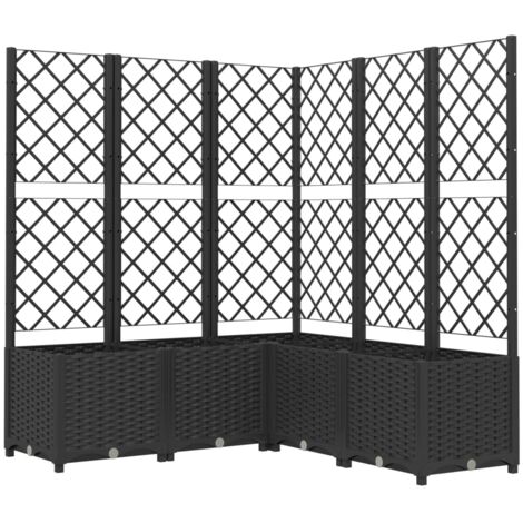 Vidaxl – Jardinière avec treillis noir 120x120x136 cm – PP résistant aux intempéries – Support pour plantes grimpantes – Assemblage requis