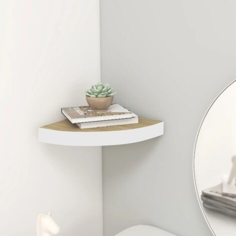 Vidaxl – Étagère d'angle en MDF alvéolaire et métal – Dimensions 25x25x3,8 cm – Système de montage invisible – Pour espaces confinés