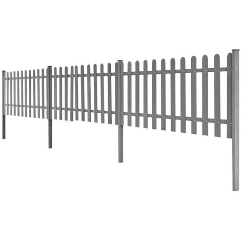 Clôture à piquets avec poteaux 3 pcs WPC 600x60 cm