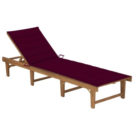 Chaise longue pliable avec coussin Bois d'acacia solide vidaXL (1/5)