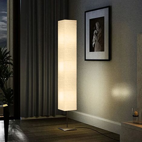 Vidaxl – Lampadaire salon 170 cm en acier laqué – Abat-jour en papier de riz beige – 3 douilles E14 – Interrupteur de pied pratique