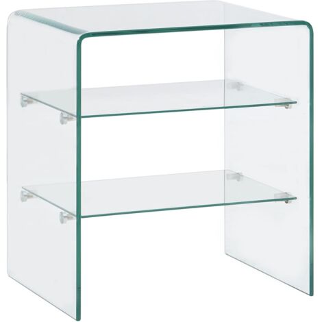 Vidaxl – Table basse fixe 50x40x56 cm – Verre trempé incassable – Épaisseur 10 mm – 2 tablettes de rangement – Style contemporain (1/6)