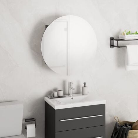 Homcom - Armoire avec miroir en bois rangement salle de bain fermeture porte  tampon MDF blanc