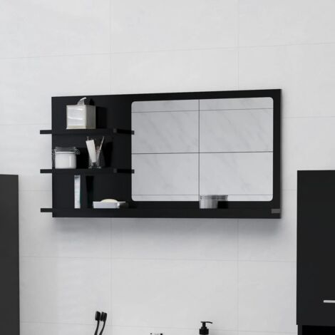 vidaXL Miroir de salle de bain noir 90x10,5x45 cm bois d’ingénierie (1/5)