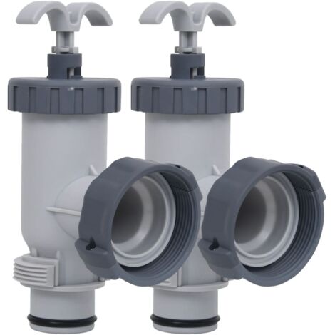 Vidaxl – Vannes à piston pour piscine – Lot de 2 – Matériau polypropylène – Raccords filetés 59mm – Tuyaux 38mm compatibles Bestway et Intex