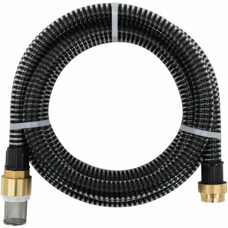 vidaXL Suction Hose with Brass Connectors Black 1,1" 15 m PVC