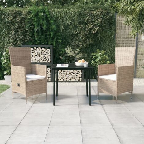 vidaXL 3 Piece Garden Dining Set with Cushions Beige (1/5)